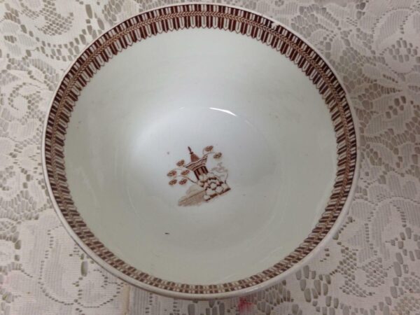 Antique, Rare, RD 24403, Brown- Blue Willow Rice or Gravy Bowl with Under-plate