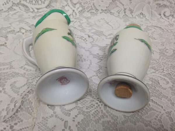 Art Deco, Noritake Japan, Variant Gaudy Blue Willow 3pc Muffineer and Creamer