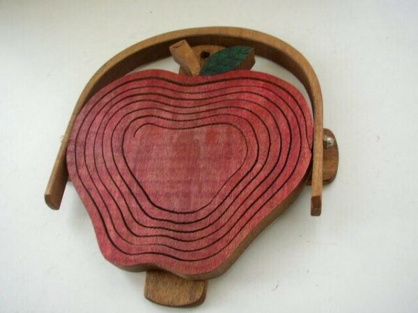 Beautiful, Wooden, Handcrafted Folding Apple Basket