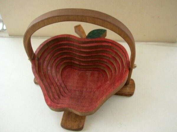 Beautiful, Wooden, Handcrafted Folding Apple Basket