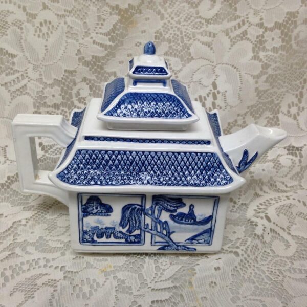 Vintage, Rare, Christopher Johnson, Pagoda Blue Willow 5-pc Tea Set