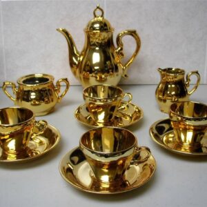 Vintage, Made in Japan, 12-pc Musical-Gilded Ceramic Tea Set