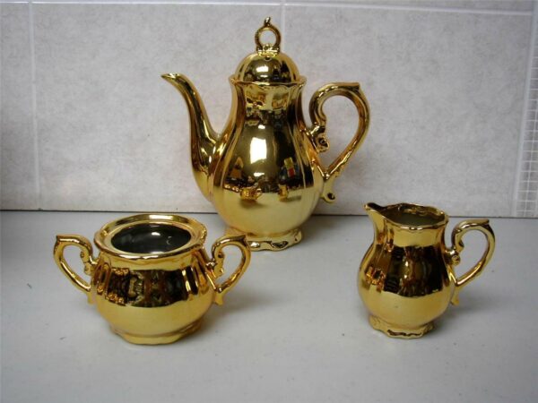 Vintage, Made in Japan, 12-pc Musical-Gilded Ceramic Tea Set