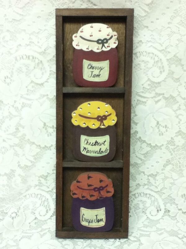 Vintage, Beautiful, 17in x 6in, Fruit Jam Jars Decorative Wooden Plaque