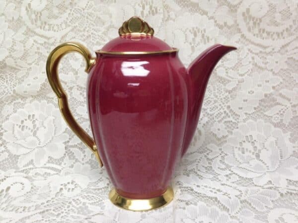 Vintage, Carlton Ware, England, 17pc Burgundy DemitasseTea Set for 6