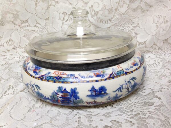 Vintage, Parrot Pat.Gaudy Blue Willow, 8.5inDx6inH Soup Tureen-Pasta- Salad Bowl