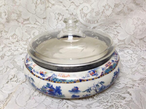 Vintage, Parrot Pat.Gaudy Blue Willow, 8.5inDx6inH Soup Tureen-Pasta- Salad Bowl