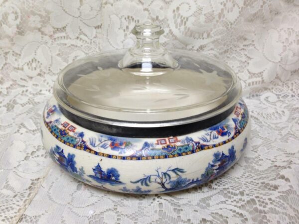 Vintage, Parrot Pat.Gaudy Blue Willow, 8.5inDx6inH Soup Tureen-Pasta- Salad Bowl