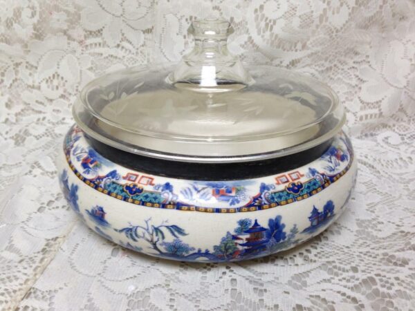 Vintage, Parrot Pat.Gaudy Blue Willow, 8.5inDx6inH Soup Tureen-Pasta- Salad Bowl