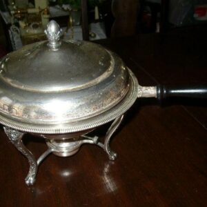 Antique, Silver Plated, 5-pc Chaffing Covered Casserole, Bowl, Burner and Stand