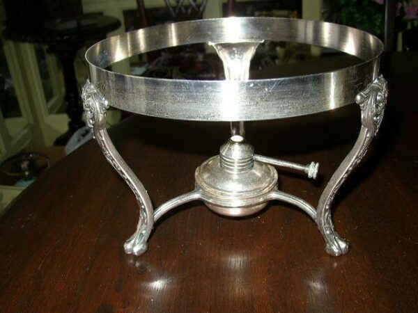 Antique, Silver Plated, 5-pc Chaffing Covered Casserole, Bowl, Burner and Stand