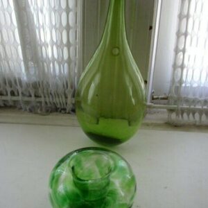 Beautiful Green Art Glass Wall Pocket with Candle Holder