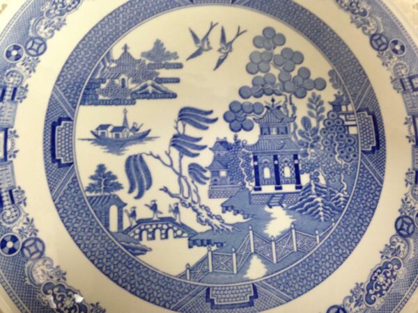 Vintage, Rare, English, Spode Blue Willow 11.5in D Cake Platter or Stand