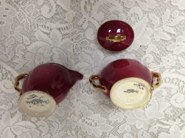 Vintage, Carlton Ware, England, 17pc Burgundy DemitasseTea Set for 6