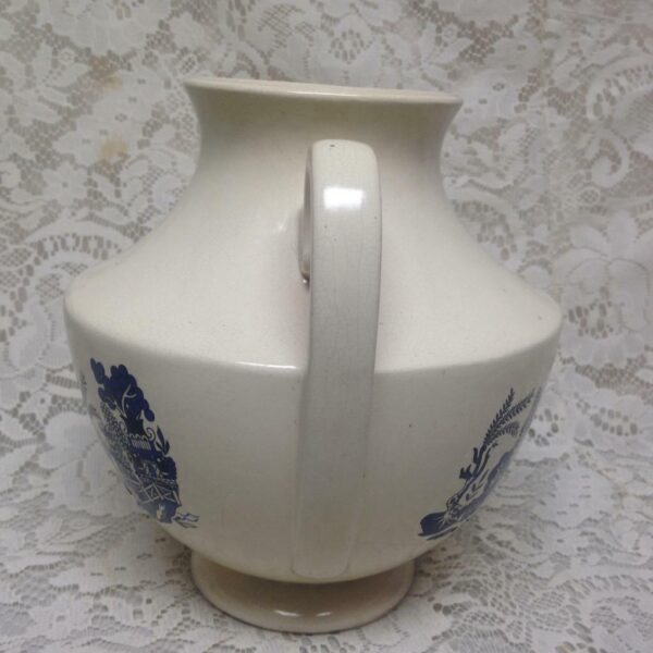 Vintage, Art Deco, Weller Large, Centerpiece, Blue Willow Vase 9in H x 9in W