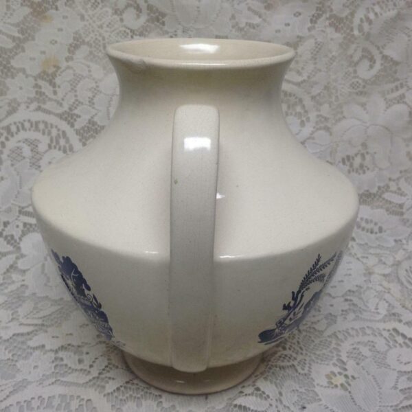 Vintage, Art Deco, Weller Large, Centerpiece, Blue Willow Vase 9in H x 9in W