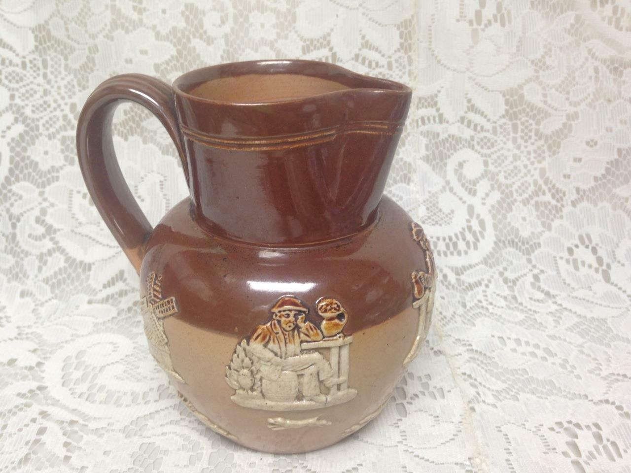 Antique, 1902 English, Royal Doulton Lambeth Harvest Jug 6in x 5.5in