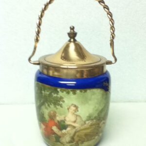 Beautiful, RS Prussia, Biscuit or Cracker Jar with Copper Lid and Handle