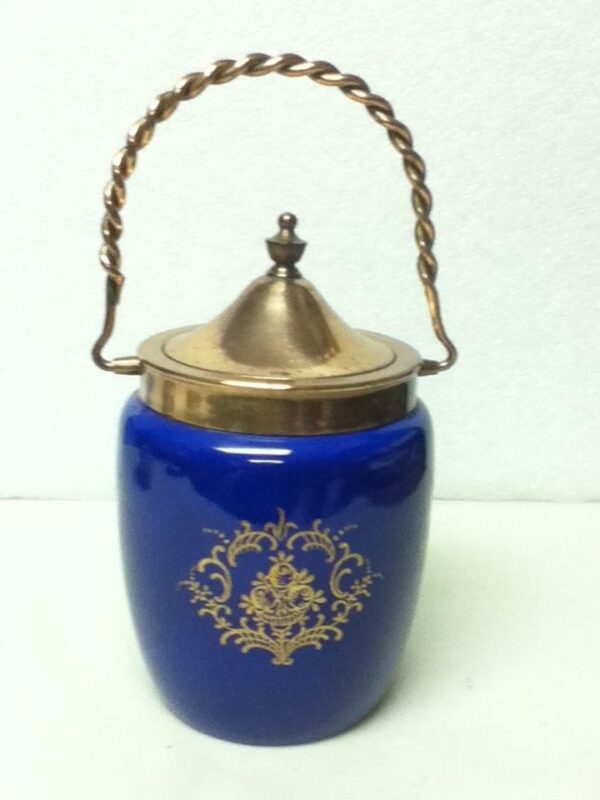 Beautiful, RS Prussia, Biscuit or Cracker Jar with Copper Lid and Handle