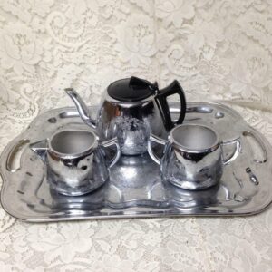 Vintage, Rare, England, Willoware, Swan Brand, 4-pc Chrome Tea Set