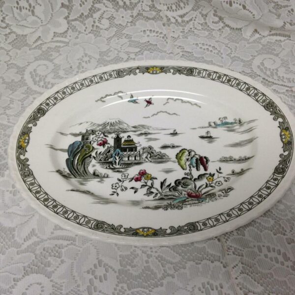 Vintage, Rare, Myott, England,Variant, Gaudy Blue Willow, 12.5x10 Oval Platter