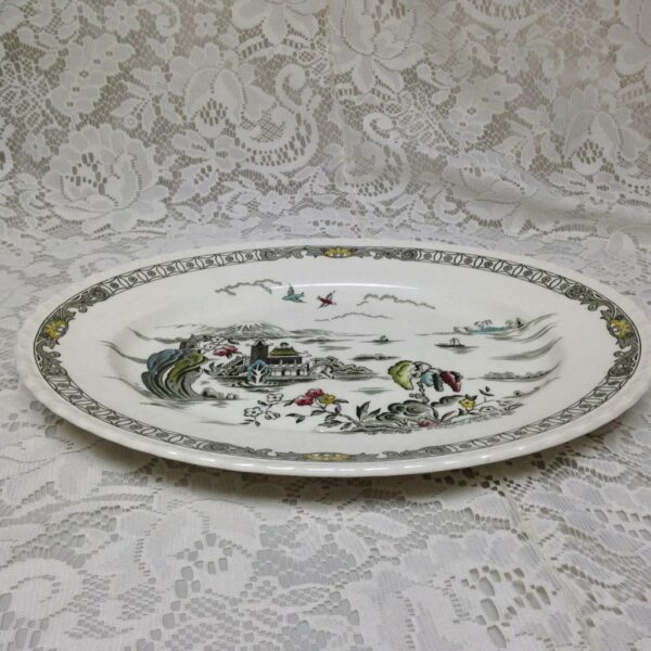 Vintage, Rare, Myott, England,Variant, Gaudy Blue Willow, 12.5x10 Oval Platter