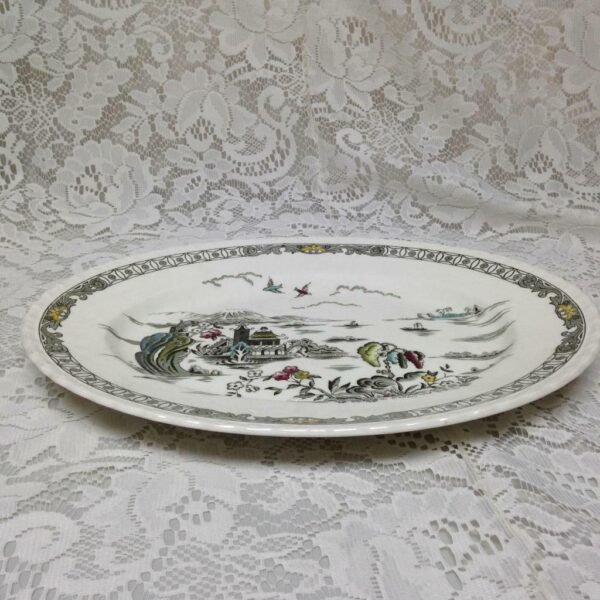 Vintage, Rare, Myott, England,Variant, Gaudy Blue Willow, 12.5x10 Oval Platter