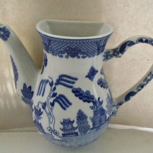 Beautiful, Large, Blue Willow Figural Teapot Wall Pocket 10in x 8in