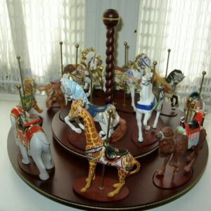 Vintage, Rare, Elegant Franklin Mint 13-pc Porcelain Merry Go Round