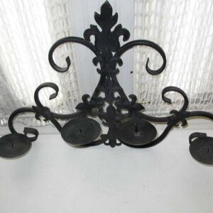 Vintage, Large, 24in x 16in x5in Black Metal Candelabra or Wall Sconce