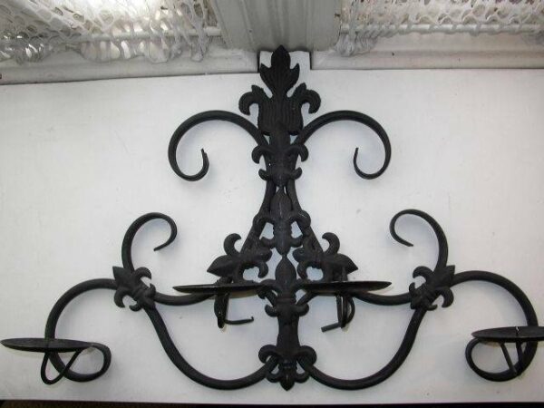 Vintage, Large, 24in x 16in x5in Black Metal Candelabra or Wall Sconce