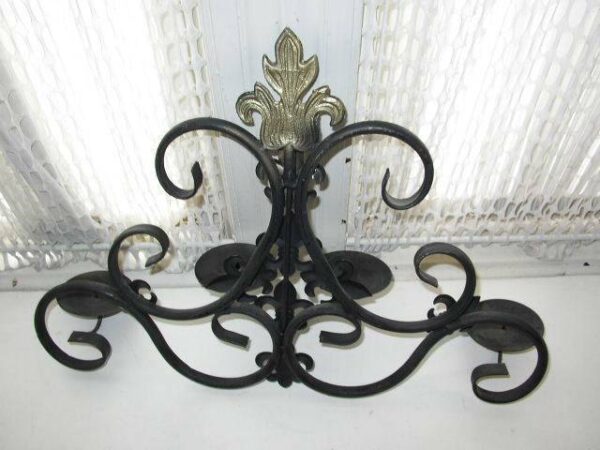 Vintage, Large, 24in x 16in x5in Black Metal Candelabra or Wall Sconce