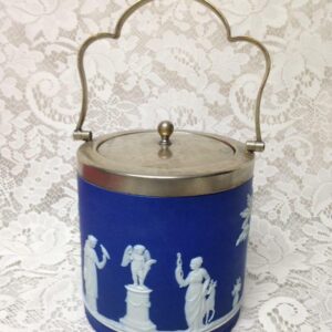 Vintage, Rare, Wegdwood, Jasperware Biscuit Jar 6.5inx5.5in