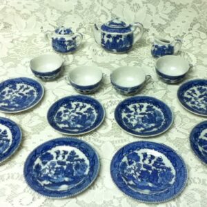 1950s, Japan, Blue Willow, 17-pc Large Size, Childs Tea Set