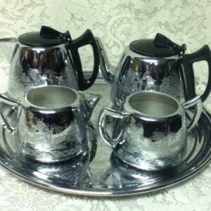 Vintage, Rare, England, Willoware, Swan Brand, 5-pc Chrome Coffee and Tea Set