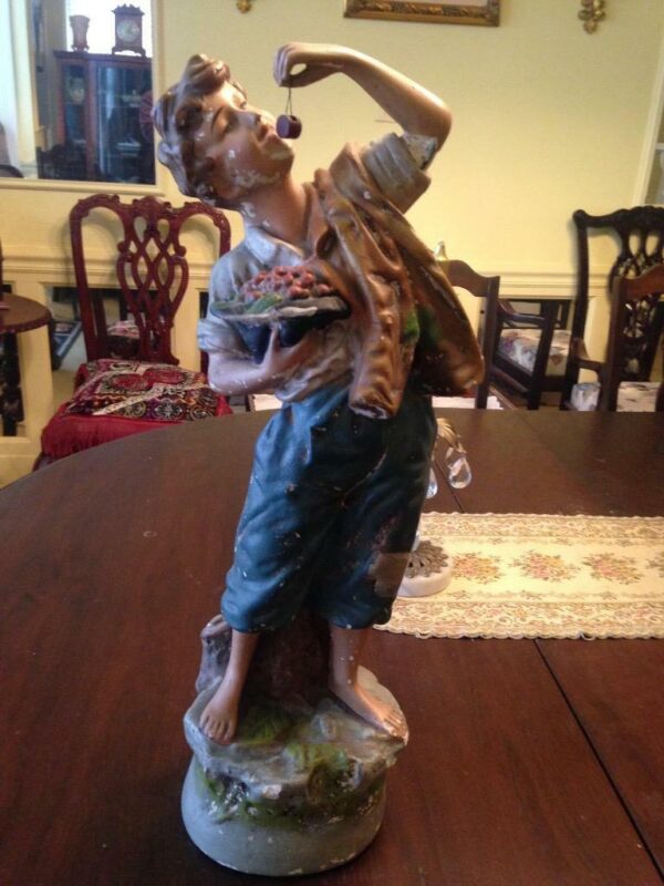 Antique No. 517, Boy Cherry Picker Chalk Sculpture