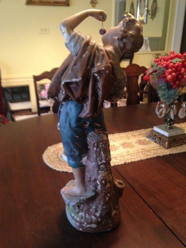 Antique No. 517, Boy Cherry Picker Chalk Sculpture