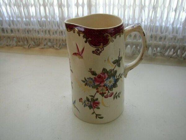 Antique, Rare, Chelsea Birds and Floral Pitcher