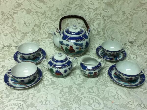 Vintage, Rare, Made in Japan, 13pc Gaudy Willow with Lithopane Cups, Tea Set