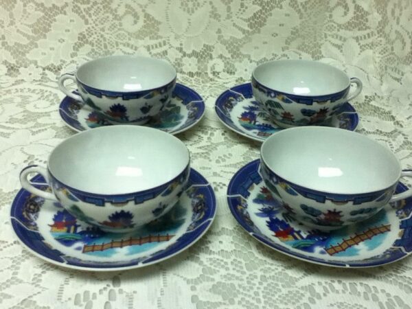 Vintage, Rare, Made in Japan, 13pc Gaudy Willow with Lithopane Cups, Tea Set