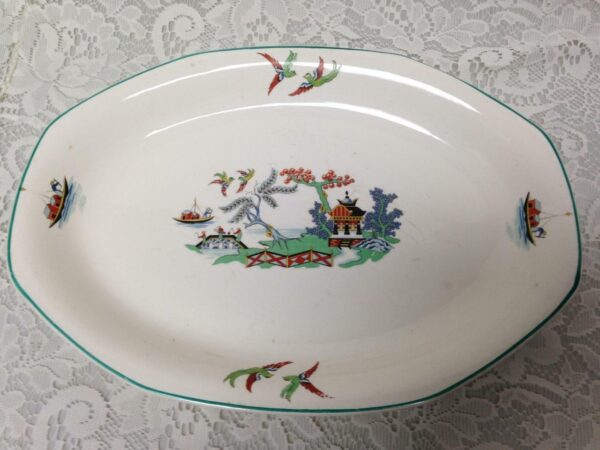 Vintage, Rare, Homer Laughlin, Gaudy Blue Willow, 13.5inLx10in Oval Serving Dish