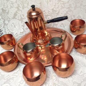 Vintage, Rare, Coppercraft Guild, 11-pc Tin Lined Copper Tea Set with Tray