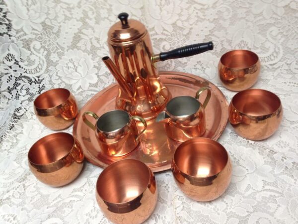 Vintage, Rare, Coppercraft Guild, 11-pc Tin Lined Copper Tea Set with Tray