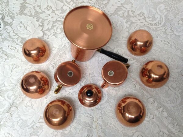 Vintage, Rare, Coppercraft Guild, 11-pc Tin Lined Copper Tea Set with Tray