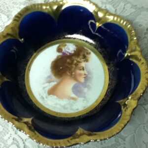 Antique, Rare, Empire China, Flow Blue Portrait, Large 10.5in x 2.5in Bowl