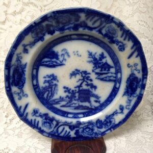 Antique, Rare, Imperial, Hong Kong, Variant Flow Blue Willow 10.5in Dinner Plate