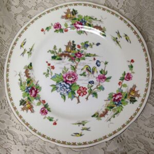 Vintage Crown Staffordshire Polychrome Gaudy BlueWillow 1pc 10.5in Dinner Plates