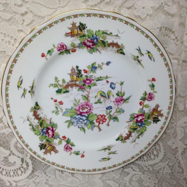 Vintage Crown Staffordshire Polychrome Gaudy BlueWillow 1pc 10.5in Dinner Plates