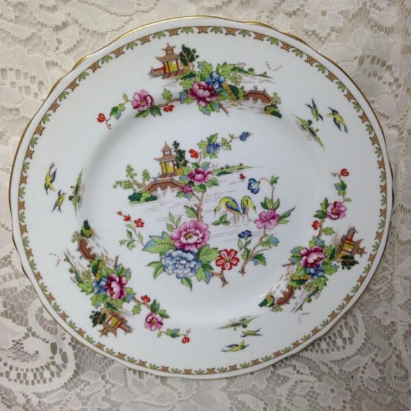 Vintage Crown Staffordshire Polychrome Gaudy BlueWillow 1pc 10.5in Dinner Plates