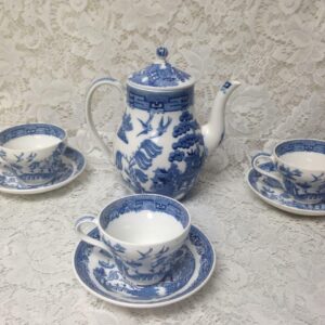 Vintage, Wedgwood, Etruria England, 8-pc Blue Willow Tea Set